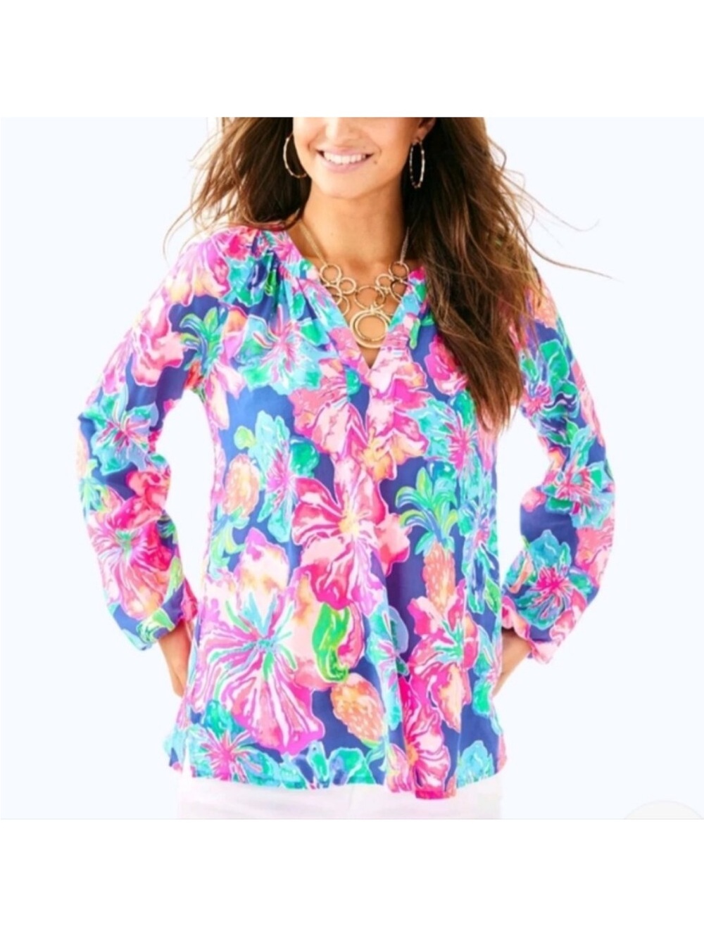 Lilly Pulitzer MARTINIQUE TOP Beckon Blue Jungle Utopia top large
